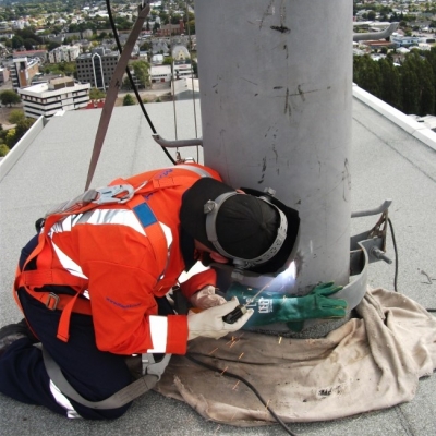 Welding on top of building